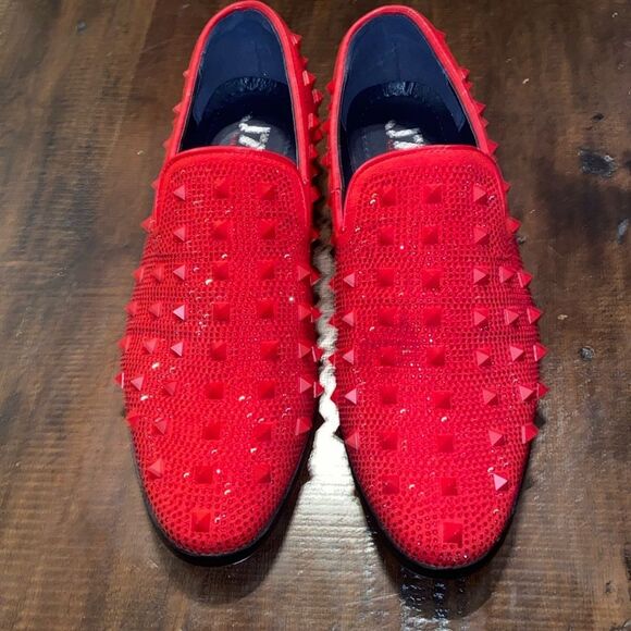 J75 Jump Fernando Red Spiked Men's Loafers size 8 - Picture 1 of 9